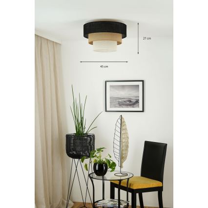 Brilagi - Lámpara de techo ASPEN LUNETA 1xE27/15W/230V diámetro 45 cm negro/beige/crema