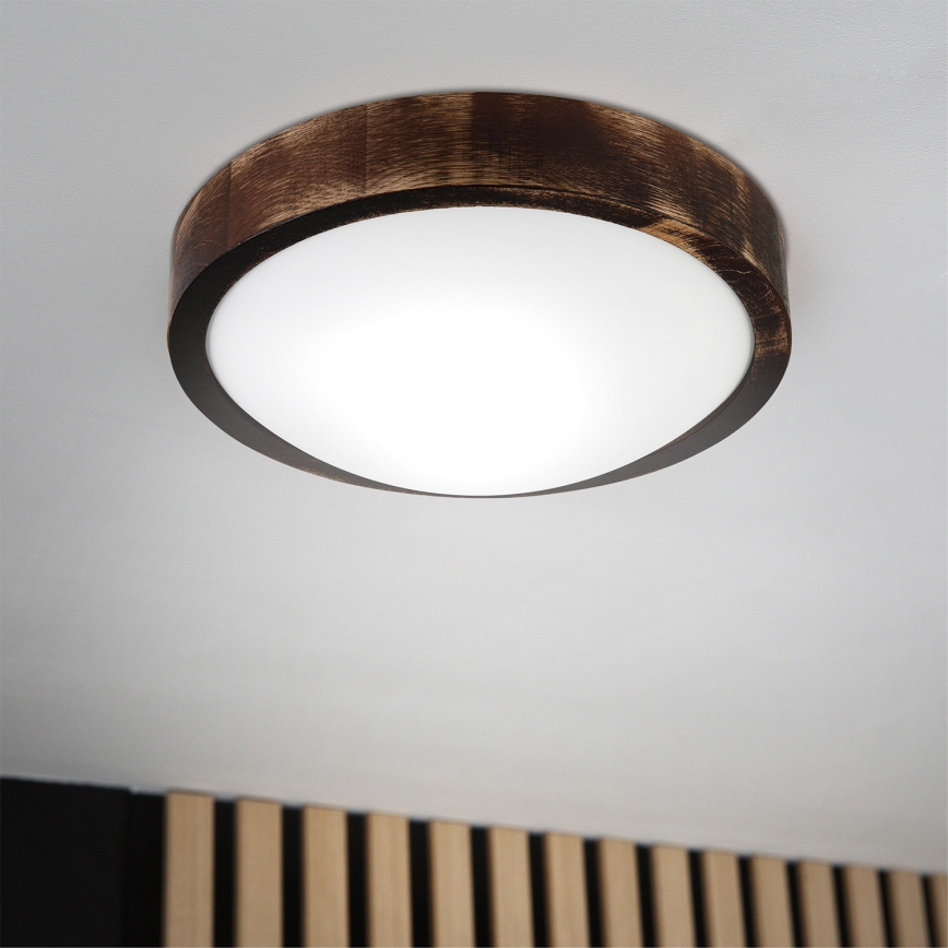 Brilagi - Lámpara de techo CARVALHO SLIM SMOKEY 1xE27/60W/230V, acabado roble, diámetro 27,5 cm
