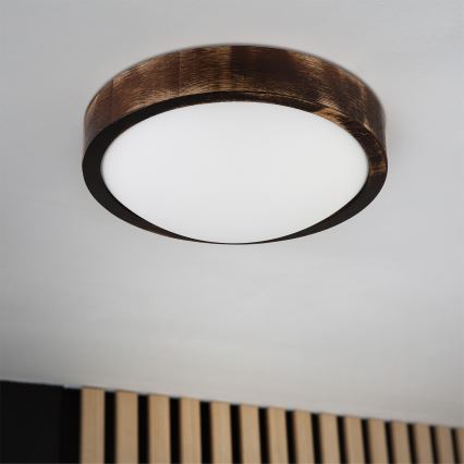 Brilagi - Lámpara de techo CARVALHO SLIM SMOKEY 1xE27/60W/230V, acabado roble, diámetro 27,5 cm