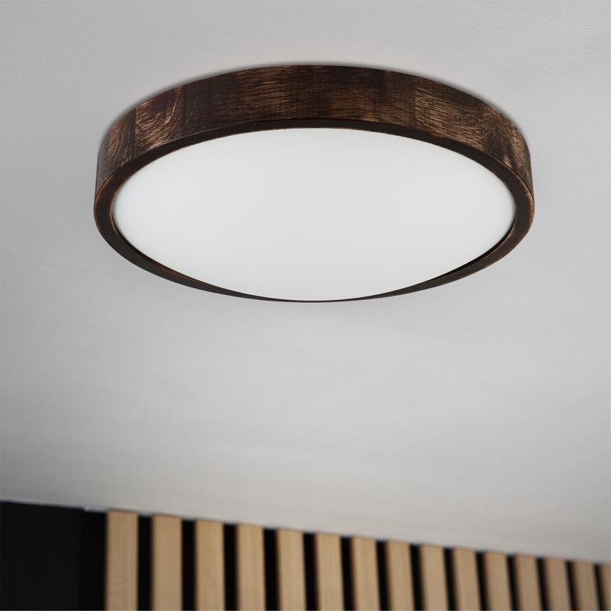 Brilagi - Lámpara de techo CARVALHO SLIM SMOKEY 2xE27/60W/230V roble Ø 37,5 cm