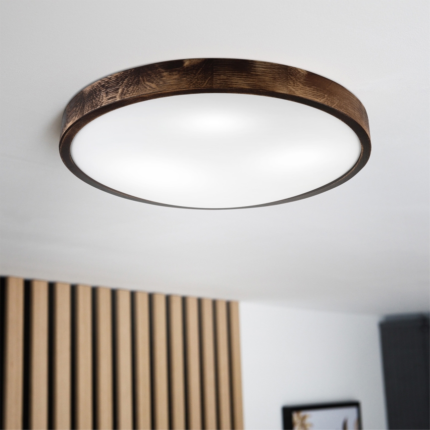 Brilagi - Lámpara de techo CARVALHO SLIM SMOKEY 3xE27/60W/230V roble Ø 47,5 cm