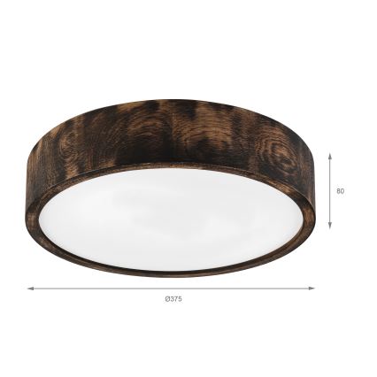 Brilagi - Lámpara de techo CARVALHO SMOKEY 2xE27/60W/230V roble, Ø 37,5 cm