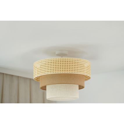 BRILAGI - Lámpara de techo empotrada CEDAR LUNETA 1xE27/15W/230V Ø 45 cm ratán/marrón/crema
