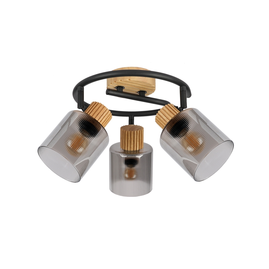 Brilagi - Lámpara de techo con 3 focos HYGGE 3xE14/15W/230V madera/ahumado