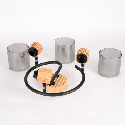 Brilagi - Lámpara de techo con 3 focos HYGGE 3xE14/15W/230V madera/ahumado