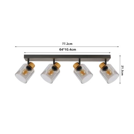 Brilagi - Lámpara de techo con 3 focos HYGGE 3xE14/15W/230V negra/ahumada