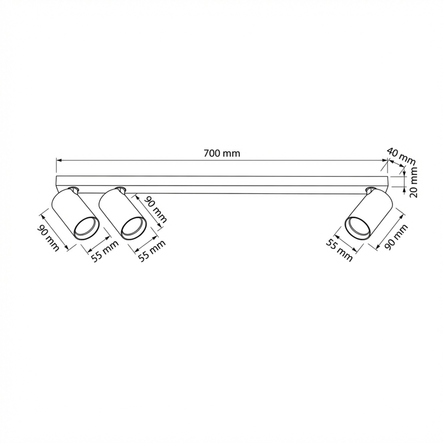 BRILAGI - Lámpara de techo con 3 focos SELE LONG 3xGU10/30W/230V negra
