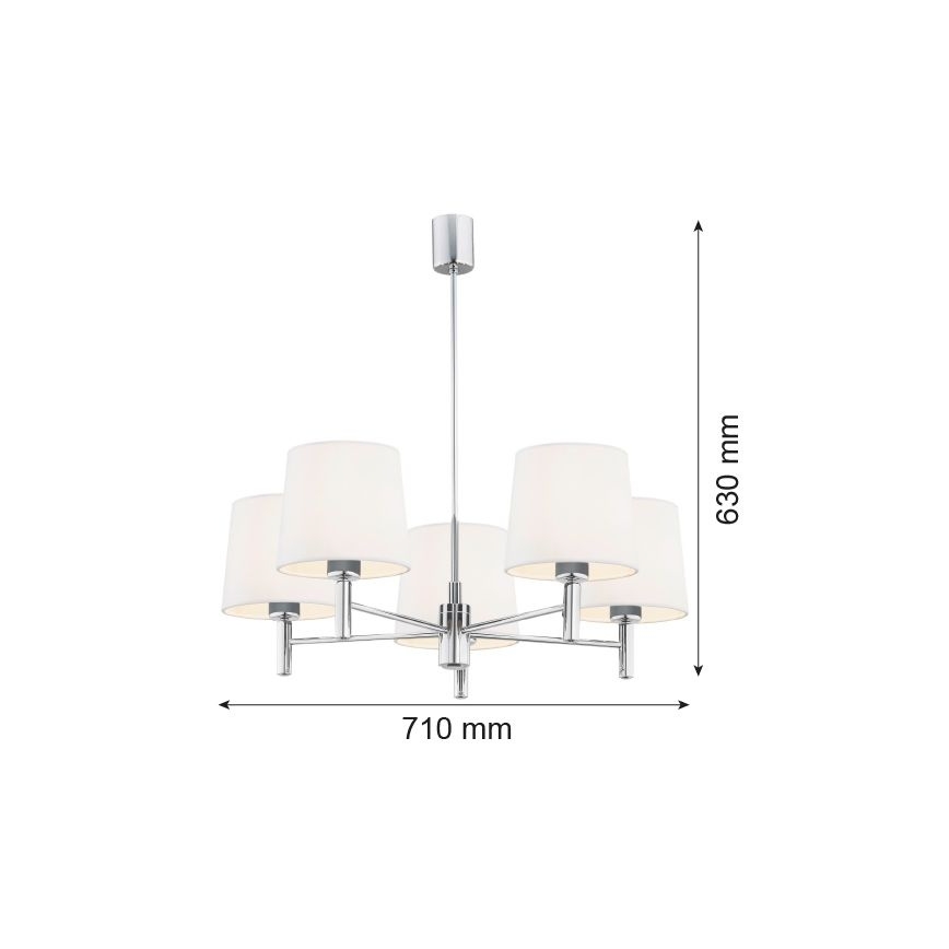 Brilagi - Lámpara de techo con barra MONTE 5xE27/60W/230V crema/cromo brillante
