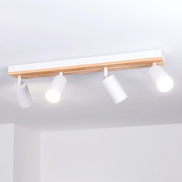 Brilagi - Lámpara de techo con focos SELE WOOD 4xGU10/30W/230V blanco/madera