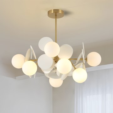 Brilagi - Lámpara de techo con varilla BALMO 8xG9/9W/230V Ø 60 cm oro/blanco