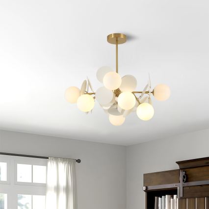 Brilagi - Lámpara de techo con varilla BALMO 8xG9/9W/230V Ø 60 cm oro/blanco