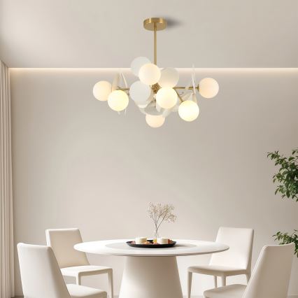 Brilagi - Lámpara de techo con varilla BALMO 8xG9/9W/230V Ø 60 cm oro/blanco