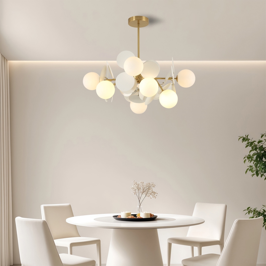 Brilagi - Lámpara de techo con varilla BALMO 8xG9/9W/230V Ø 60 cm oro/blanco