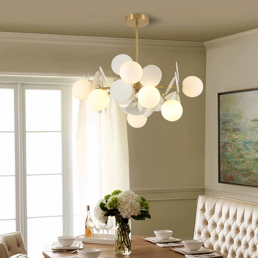 Brilagi - Lámpara de techo con varilla BALMO 8xG9/9W/230V Ø 60 cm oro/blanco
