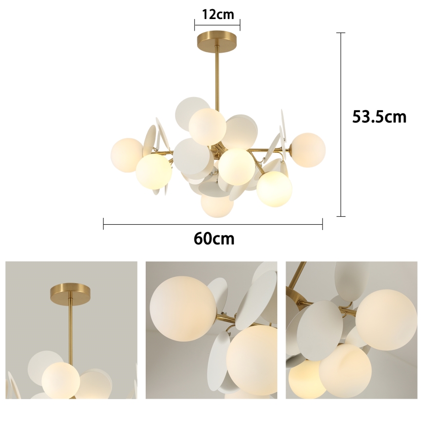 Brilagi - Lámpara de techo con varilla BALMO 8xG9/9W/230V Ø 60 cm oro/blanco