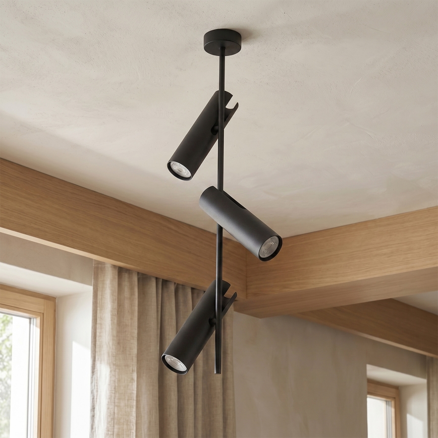 Brilagi - Lámpara de techo con varilla BRANCH 3xGU10/30W/230V negra