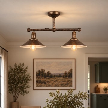 BRILAGI - Lámpara de techo con varilla FORGE 2xE27/60W/230V cobre/pátina