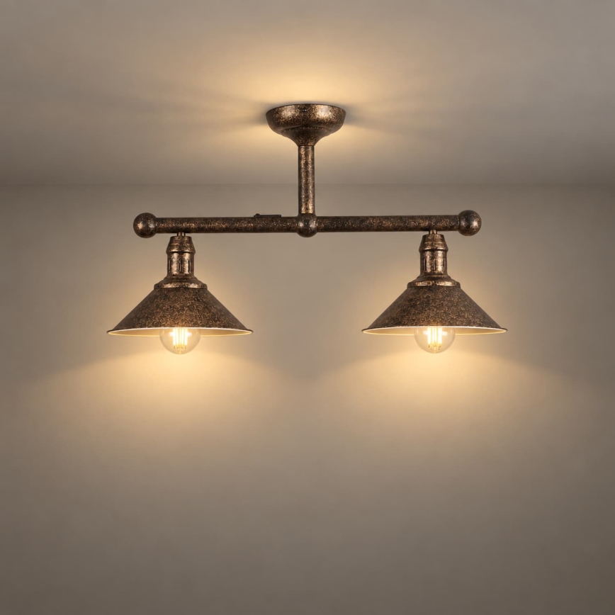 BRILAGI - Lámpara de techo con varilla FORGE 2xE27/60W/230V cobre/pátina