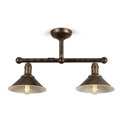 BRILAGI - Lámpara de techo con varilla FORGE 2xE27/60W/230V cobre/pátina