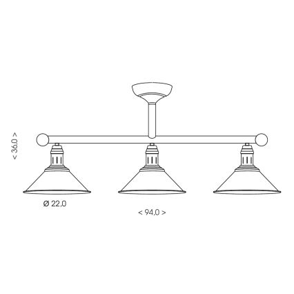 BRILAGI - Lámpara de techo con varilla FORGE 3xE27/60W/230V pátina/cobre
