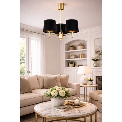 Brilagi - Lámpara de techo con varilla MONTE 3xE27/15W/230V negro/dorado