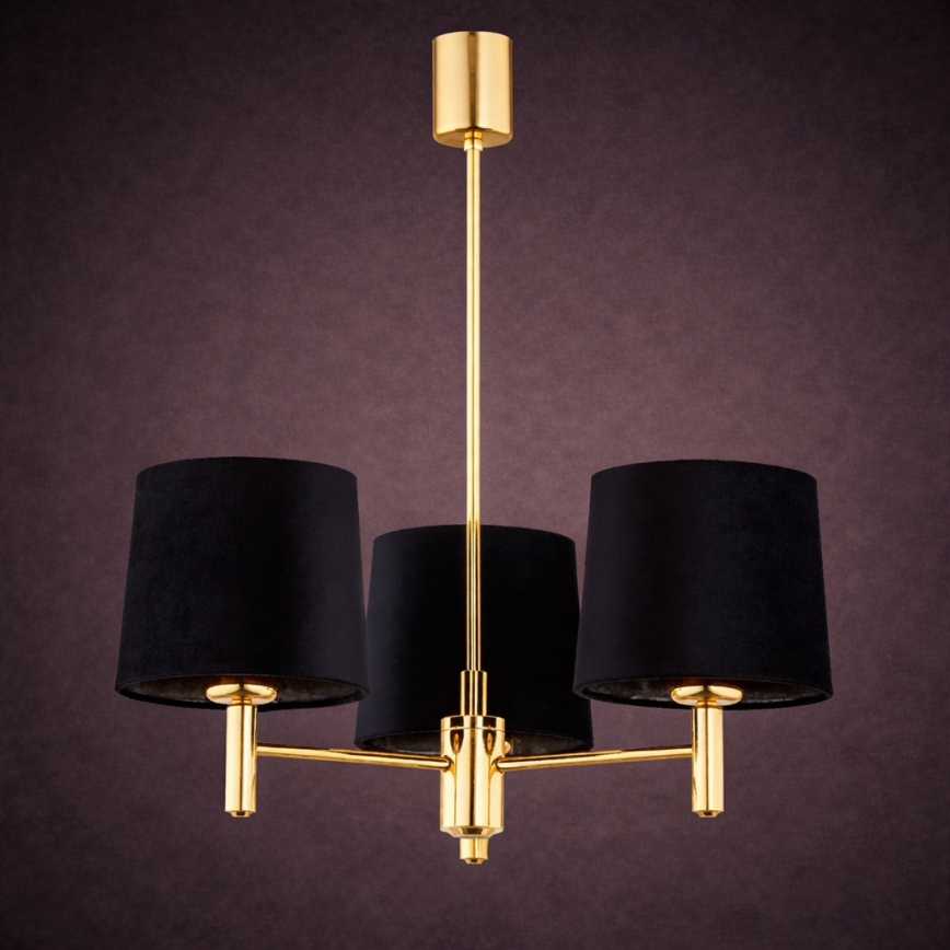 Brilagi - Lámpara de techo con varilla MONTE 3xE27/15W/230V negro/dorado