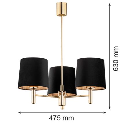Brilagi - Lámpara de techo con varilla MONTE 3xE27/15W/230V negro/dorado