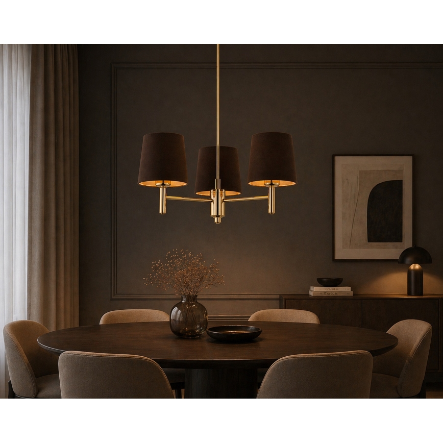Brilagi - Lámpara de techo con varilla MONTE 3xE27/60W/230V marrón/dorado