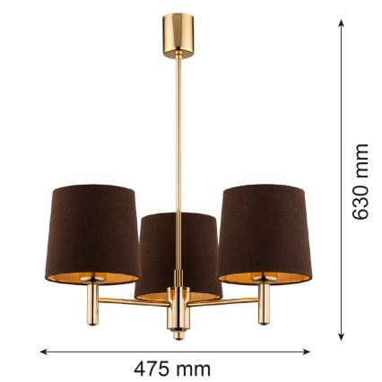 BRILAGI - Lámpara de techo con varilla MONTE 3xE27/60W/230V marrón/dorado