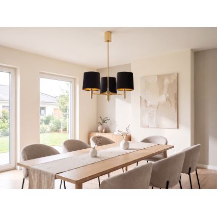 BRILAGI - Lámpara de techo con varilla MONTE 3xE27/60W/230V negro/dorado