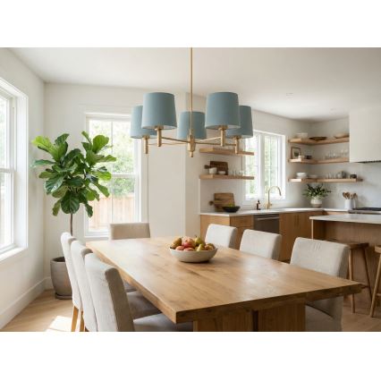 Brilagi - Lámpara de techo con varilla MONTE 5xE27/15W/230V azul/dorado