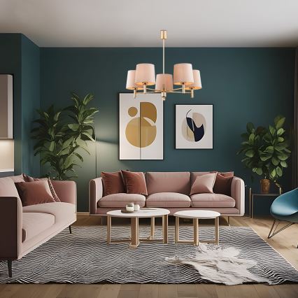 Brilagi - Lámpara de techo con varilla MONTE 5xE27/15W/230V beige/dorado