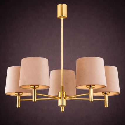 Brilagi - Lámpara de techo con varilla MONTE 5xE27/15W/230V beige/dorado