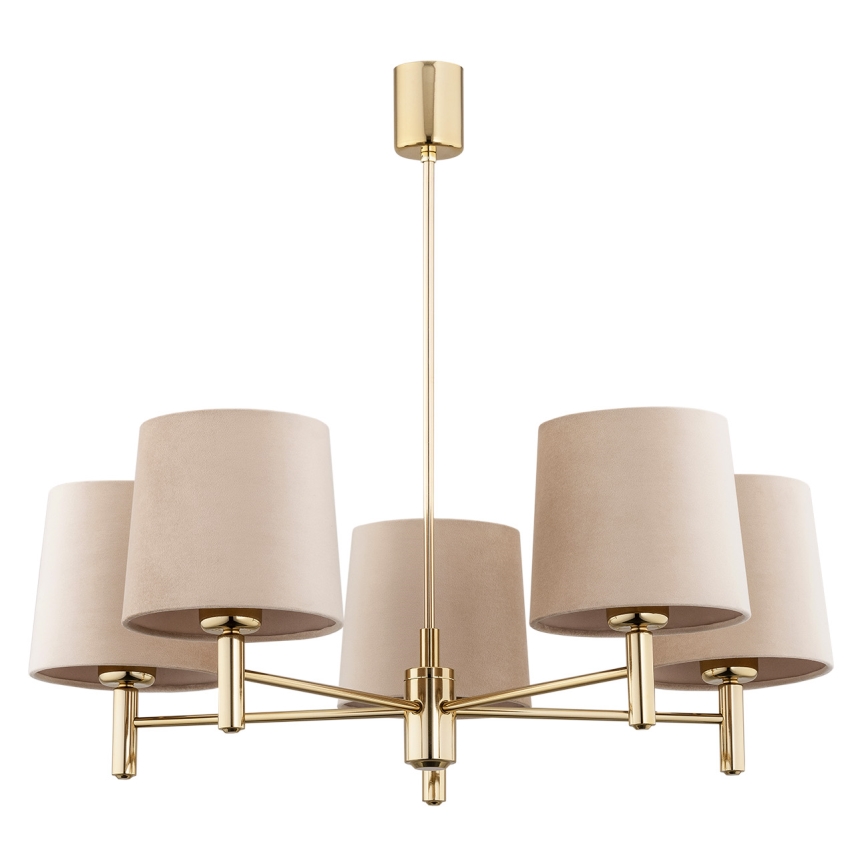 Brilagi - Lámpara de techo con varilla MONTE 5xE27/15W/230V beige/dorado