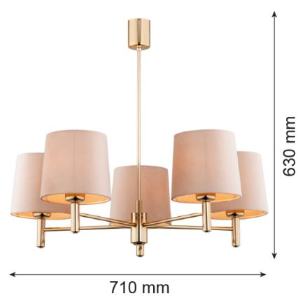 Brilagi - Lámpara de techo con varilla MONTE 5xE27/15W/230V beige/dorado