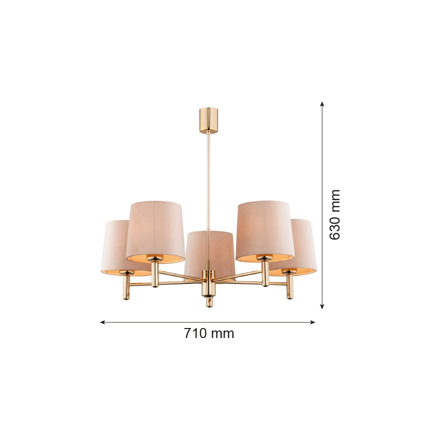 Brilagi - Lámpara de techo con varilla MONTE 5xE27/15W/230V beige/dorado
