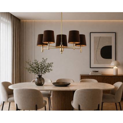 Brilagi - Lámpara de techo con varilla MONTE 5xE27/15W/230V marrón/dorado