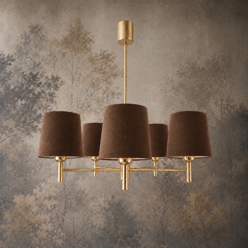 Brilagi - Lámpara de techo con varilla MONTE 5xE27/15W/230V marrón/dorado