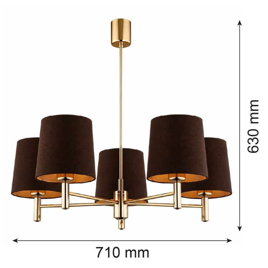 Brilagi - Lámpara de techo con varilla MONTE 5xE27/15W/230V marrón/dorado