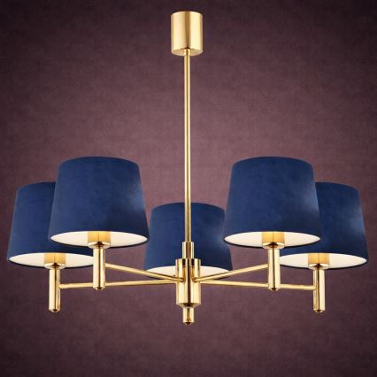Brilagi - Lámpara de techo con varilla MONTE 5xE27/60W/230V azul/dorado