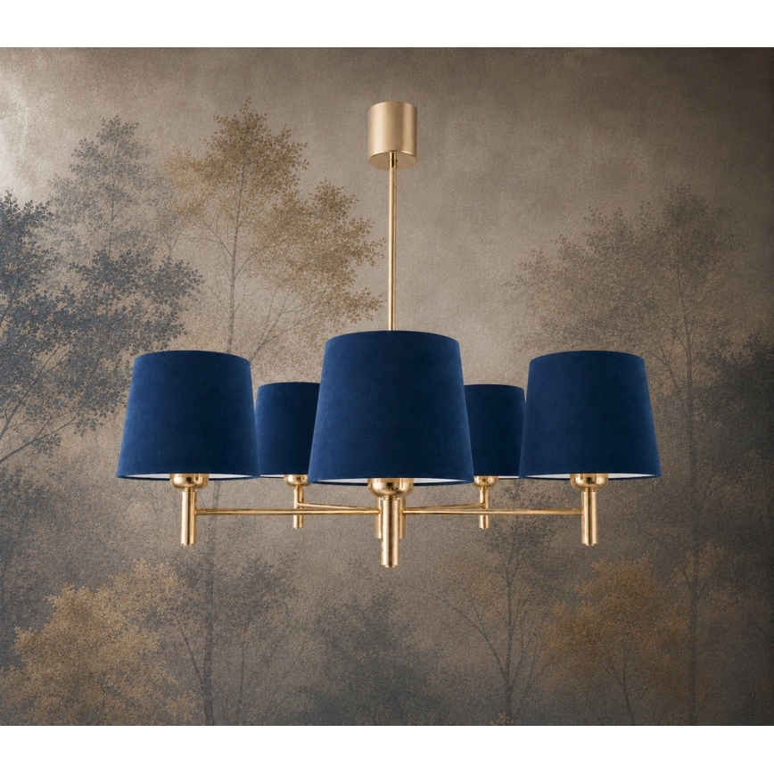Brilagi - Lámpara de techo con varilla MONTE 5xE27/60W/230V azul/dorado