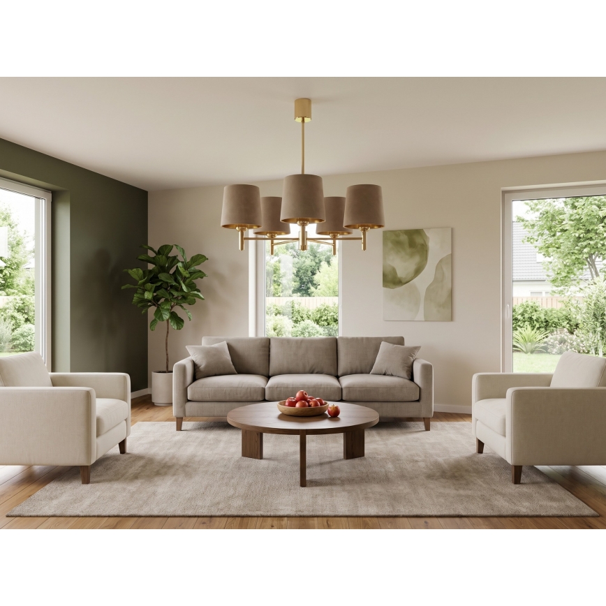 BRILAGI - Lámpara de techo con varilla MONTE 5xE27/60W/230V beige/dorado