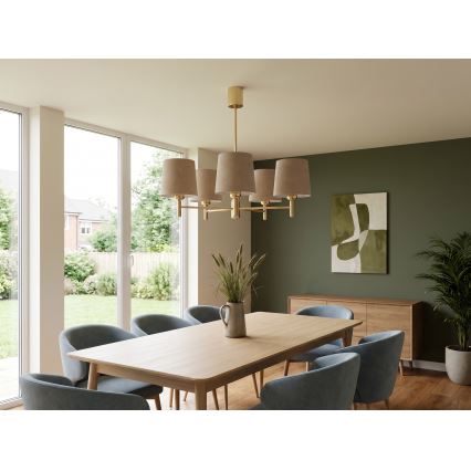 BRILAGI - Lámpara de techo con varilla MONTE 5xE27/60W/230V beige/dorado