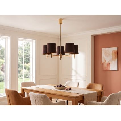 BRILAGI - Lámpara de techo con varilla MONTE 5xE27/60W/230V marrón/dorado