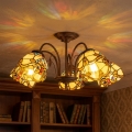 BRILAGI - Lámpara de techo de estilo Tiffany con vitral MIRABELLA, de montaje en superficie 5xE27/60W/230V, Ø 60 cm