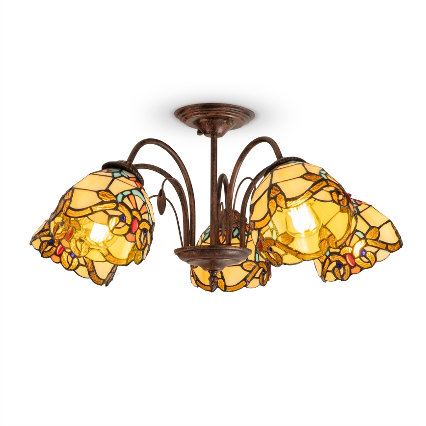BRILAGI - Lámpara de techo de estilo Tiffany con vitral MIRABELLA, de montaje en superficie 5xE27/60W/230V, Ø 60 cm