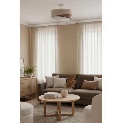 Brilagi - Lámpara de techo de montaje en superficie ARROW 1xE27/60W/230V Ø 45 cm beige/marrón/blanco