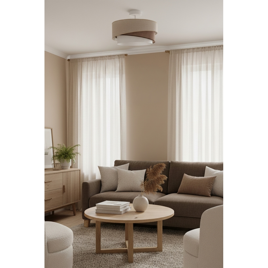 Brilagi - Lámpara de techo de montaje en superficie ARROW 1xE27/60W/230V Ø 45 cm beige/marrón/blanco