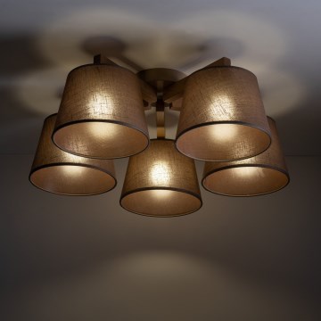 Brilagi - Lámpara de techo de montaje en superficie LATTE SABIA 5xE27/15W/230V pino/marrón