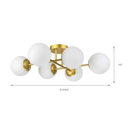 Brilagi - Lámpara de techo de montaje en superficie MALONY 6xE14/20W/230V dorada